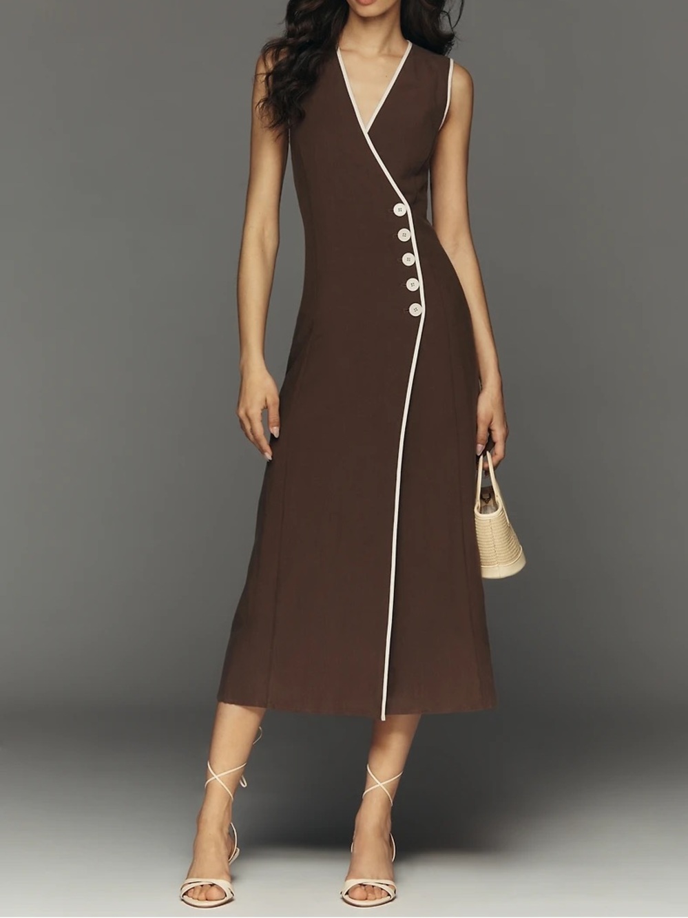 Anthropologie Mare Mare Asymmetric Button Midi Dress Medium